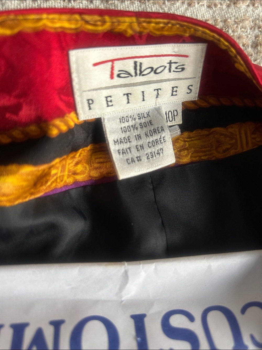 Vintage Talbots Petite 100% silk Striped Jacket in Red, Gold, Green, Purple - Picture 3 of 6